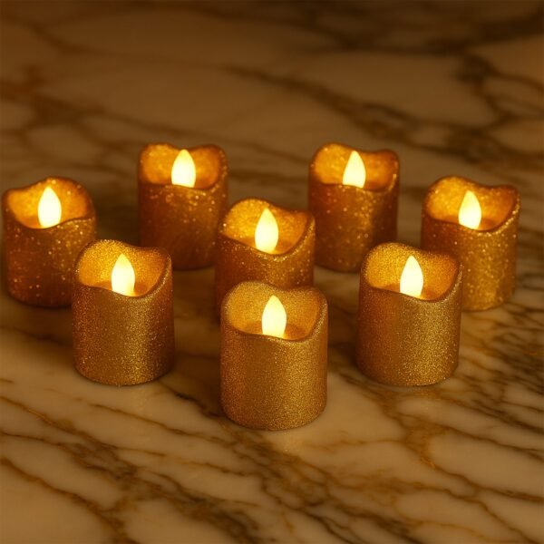 9Lamp-02.jpg Christmas Premium Glitter LED Tealight Candles (9 Pc Set)