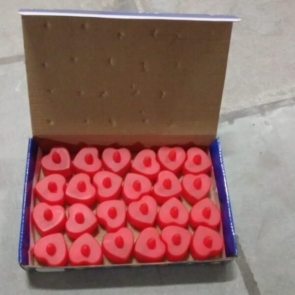 Flameless Candles LED Heart Shape Tea Light Candles Multi Color Electrical Diya Candles Battery Operated Fake Candles for Gift / Home Decoration Diwali Navratri Lighting, Diwali (Pack of 24)