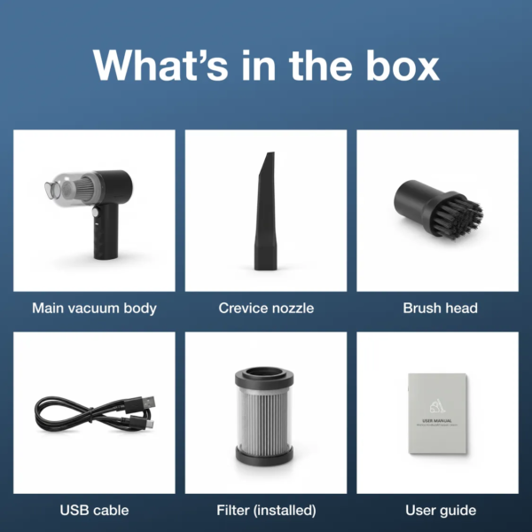 3 in 1 Mini Car Vacuum – Wireless, Rechargeable, Blower & Dust Cleaner for Car & Home