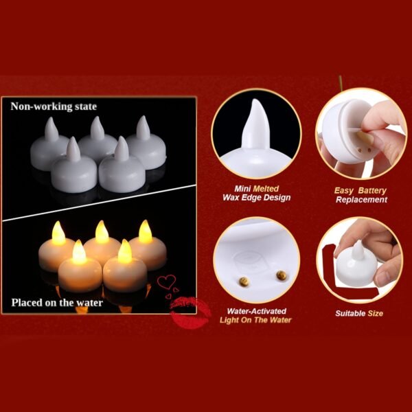 Floating Flameless Tea Light Candles – Battery Operated Set of 12 for Decor