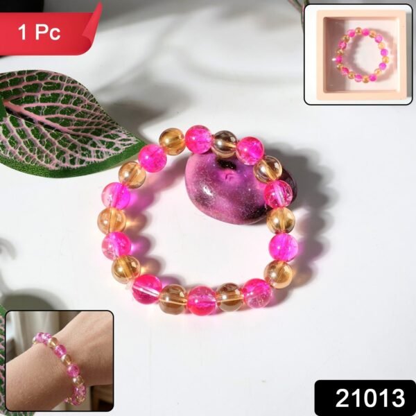 Elegant Dual-Tone Crystal Beaded Stretch Bracelet (1 Pc)