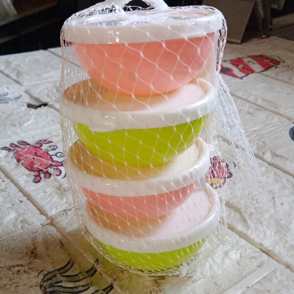 Multipurpose Small Round Plastic Bowl / Katori With Lid,  Chutney Bowl (4 Pcs Set)
