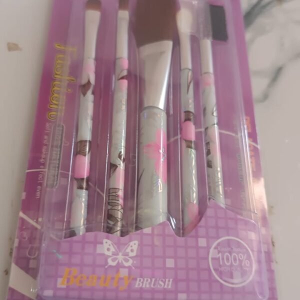 Floral Makeup Brush Set for Eyes, Lips, and Face (5 Pc)