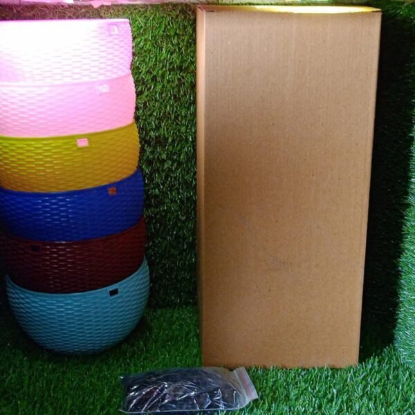 Plastic Hanging Flower Pot and Flower Pot with Chain (6 Pc)