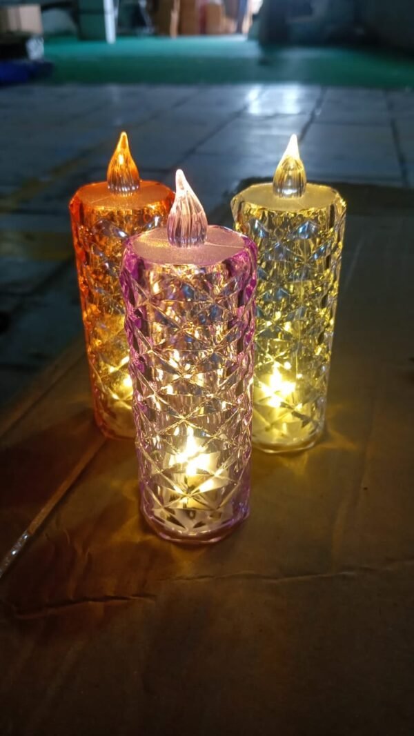 Candles for Home Decoration, Crystal Candlelight, Diwali (1 Pc / Multicolor)