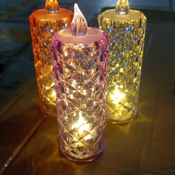 Candles for Home Decoration, Crystal Candlelight, Diwali (1 Pc / Multicolor)