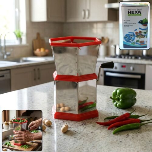 9e411a8e-3ca3-40c0-85d8-ec0b2bddfa31.jpg Manual Hexa-Style Hand-Operated Chilli Cutter (1 Pc)
