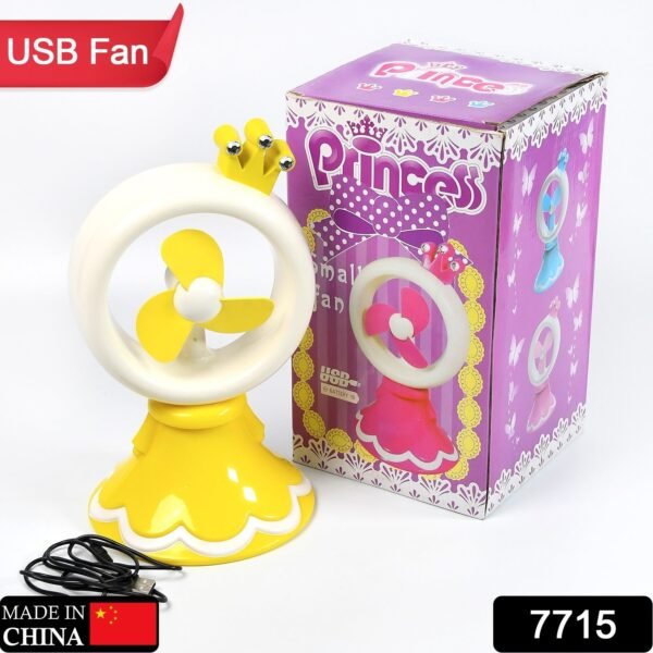 Princess Portable Fan – Bright Color Desktop USB & Battery Operated (Battery Not Included)