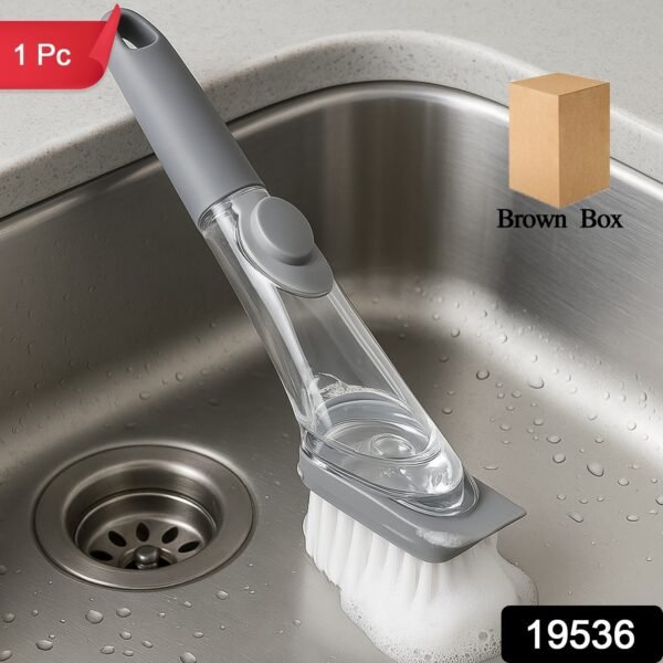 Multipurpose Dish Scrub Brush with Built-In Soap Dispenser (1 Pc)