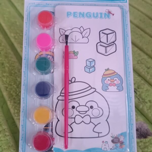 Kids Art Painting Kit Water Color, Cartoon Printed Board & Brush (9 Pcs Set)