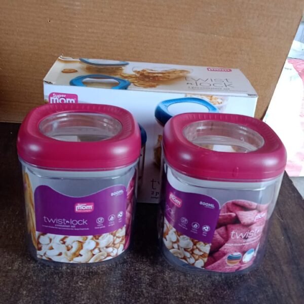 Supermom Transparent Twist Lock Kitchen Storage Container Set (Approx 800ML & 2Pc)