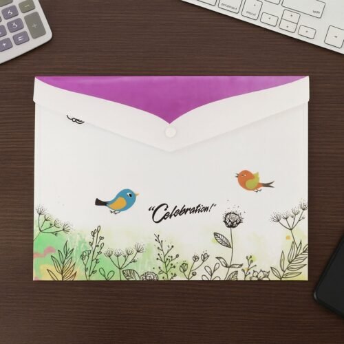 9ka1WQwSiT.jpg Mix Design A4 Printed Document Folder with Decorative Button Closure (1 Pc)