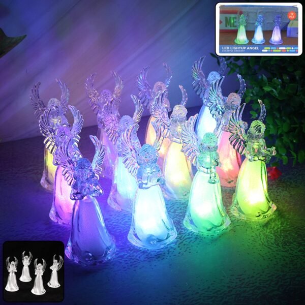 Decorative LED Light-Up Angel Figurines (12 Pc)