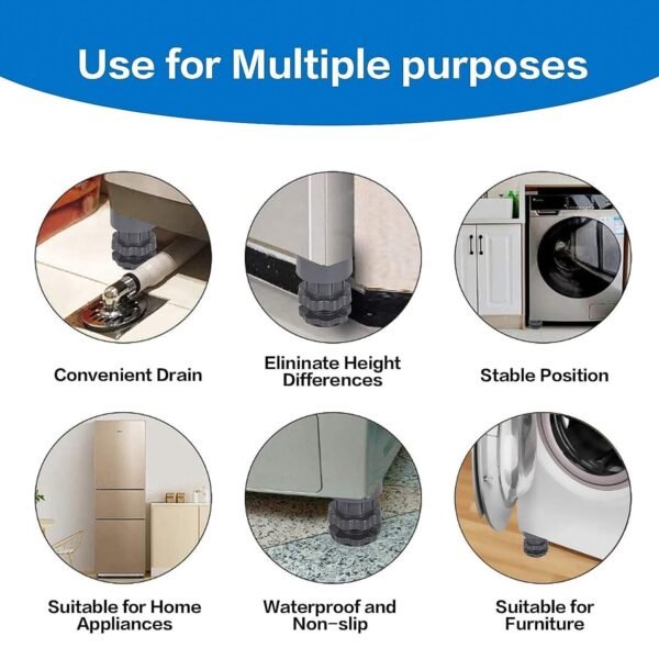 Adjustable Multipurpose AntiVibration For Appliances (Set of 4Pc)