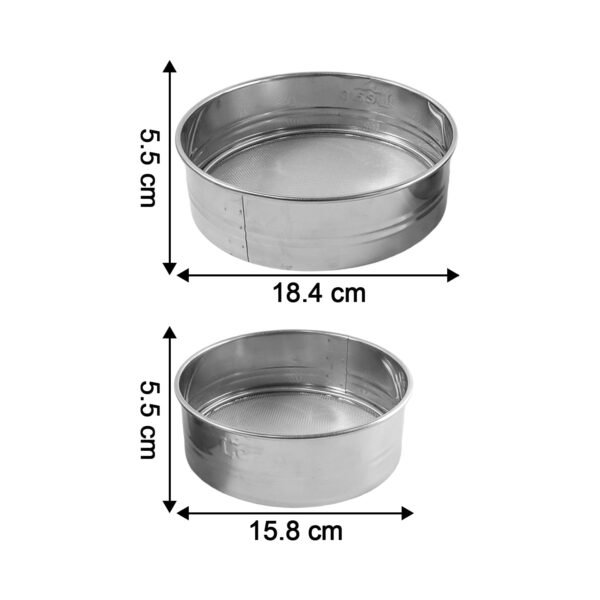Stainless Steel Fine Mesh Atta Chalni Sieve Set (2 Pc Set)