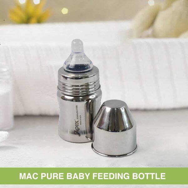 Baby-Feeding-Bottle-02.jpg Apex Premium Stainless Steel Baby Feeding Bottle (125 ML / 1 Pc)
