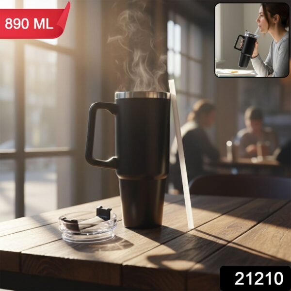 890 ML Large Capacity Insulated Travel Mug / Tumbler Black color (1 Pc)