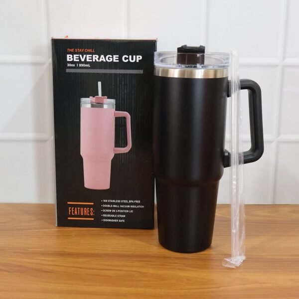890 ML Large Capacity Insulated Travel Mug / Tumbler Black color (1 Pc)