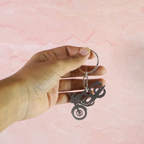BikeKeychain-03.jpg Motorcycle Silhouette Metal Keychain - (1 Pc)