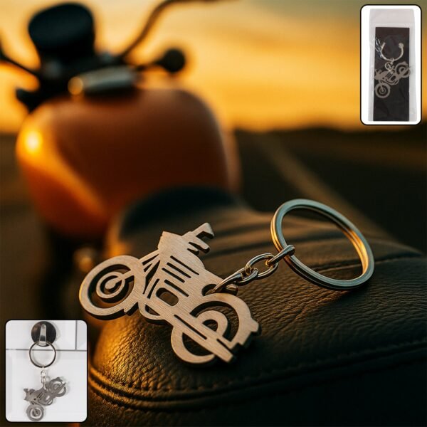 BikeKeychain-WOSKU-02.jpg Motorcycle Silhouette Metal Keychain - (1 Pc)