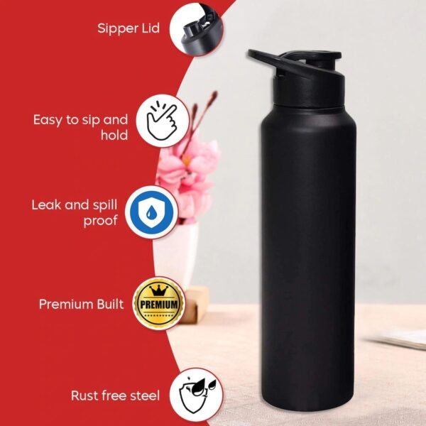 Stainless Steel 1000ml Flip-Top Reusable Sports Water Bottle – 1 Pc
