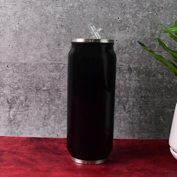 Stainless Steel Can-Shaped Vacuum Flask Built-In Straw 500ml Approx, Tumbler (1 Pc)