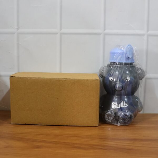 Bottle-08_227847da-8216-47d2-97e5-71d60210ca02.jpg Kids Cartoon Bear Water Bottle with Straw & Shoulder Strap (1 Pc)