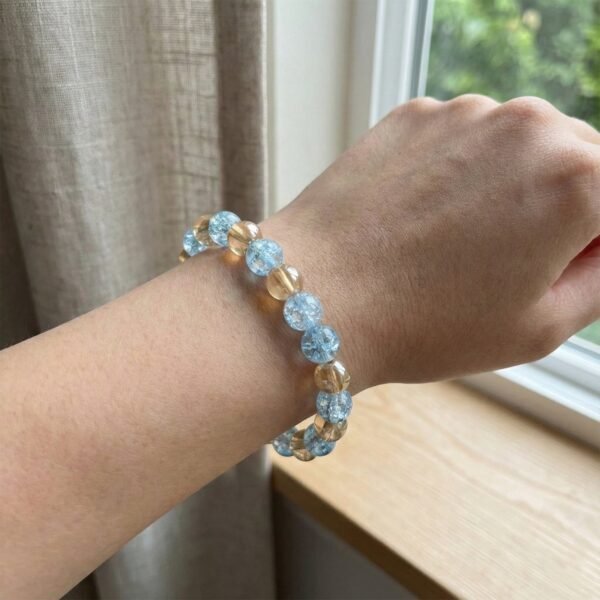 Elegant Dual-Tone Crystal Beaded Stretch Bracelet (1 Pc)