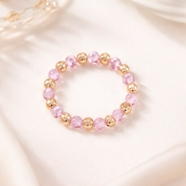 Elegant Pink Crystal Beaded Stretch Bracelet (1 Pc)