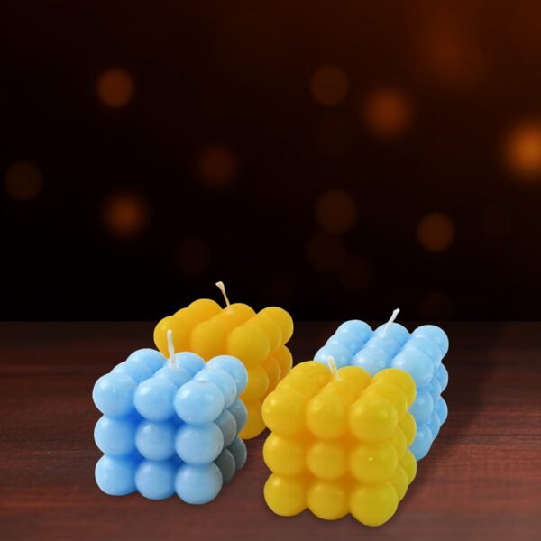 Colorful Cube Shaped Wax Candles (4 Pc)