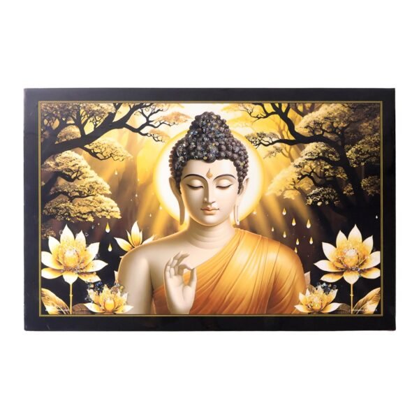 Decorative Lord Buddha Wall Painting Wooden Frame Mix Design, 45x30 Cm Approx (1 Pc)
