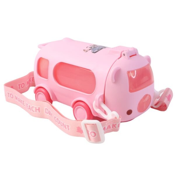 Bus Shaped Kids Water Bottle with Strap – 500ml Cute Cartoon Design With Sticker
