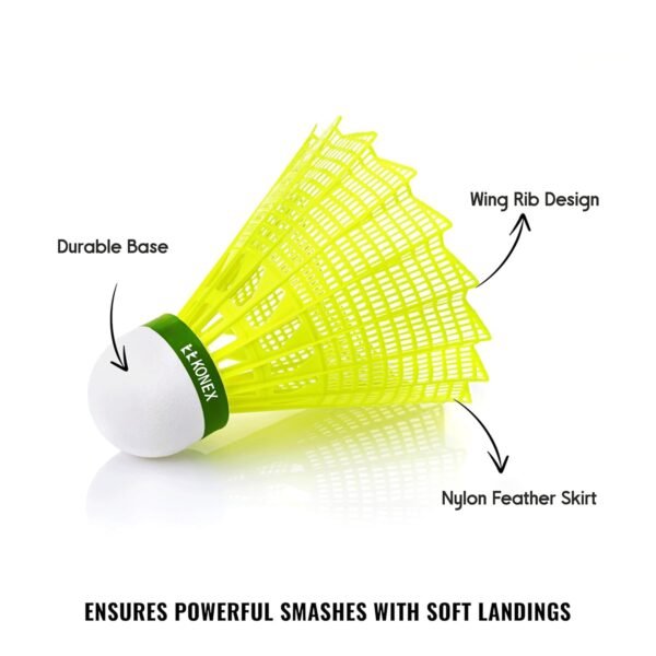 Konex Durable Plastic Shuttlecock (6 Pcs Set)