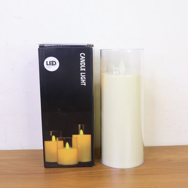 LED Flameless Candle Light with Flickering Flame Effect in Glass Cover (1 Pc)