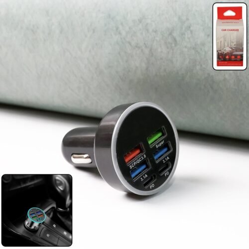 Multi-Port Fast Car Charger for 12V/24V Vehicles – 4-USB Smart Adapter