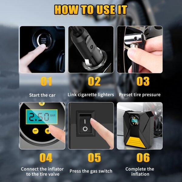 CarCompressor-05.jpg Mini Digital Portable Car Tyre Air Compressor - (1 Pc)
