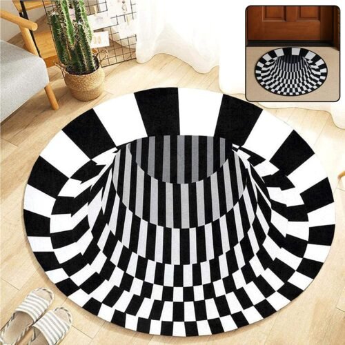CarpetRound-WOSKU-01.jpg 3D Space Round Carpet, Floor Mat Non-Woven Doormat (60 Cm)