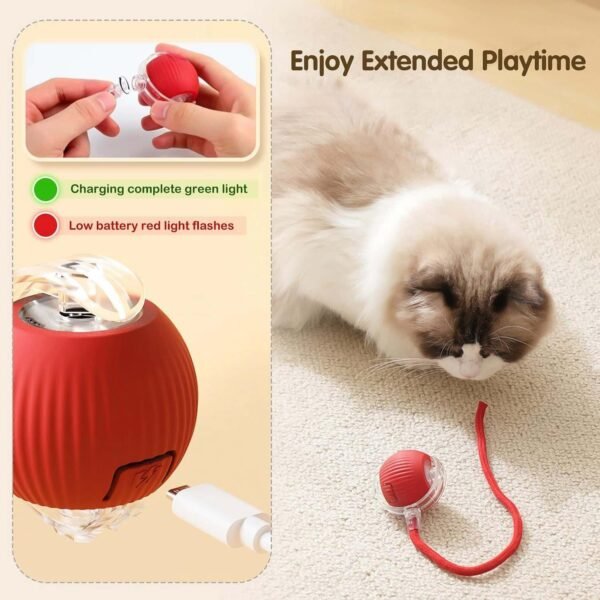 Rechargeable Interactive Cat Toy Ball with Detachable Tail and LED Light (1 Pc)