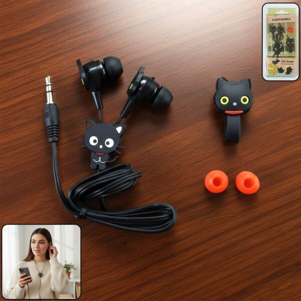 CatTravelEarphones-WOSKU-01.jpg Cute Cartoon Style Wired In-Ear Earphones (1 Set)