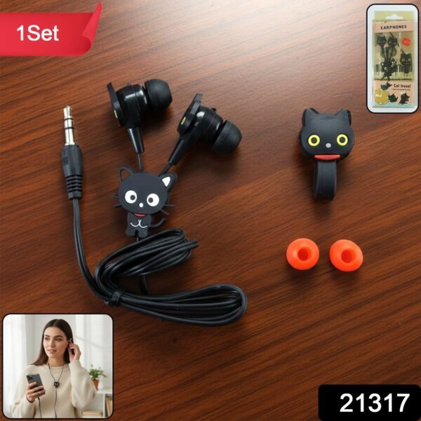 CatTravelEarphones-WSKU-01.jpg Cute Cartoon Style Wired In-Ear Earphones (1 Set)