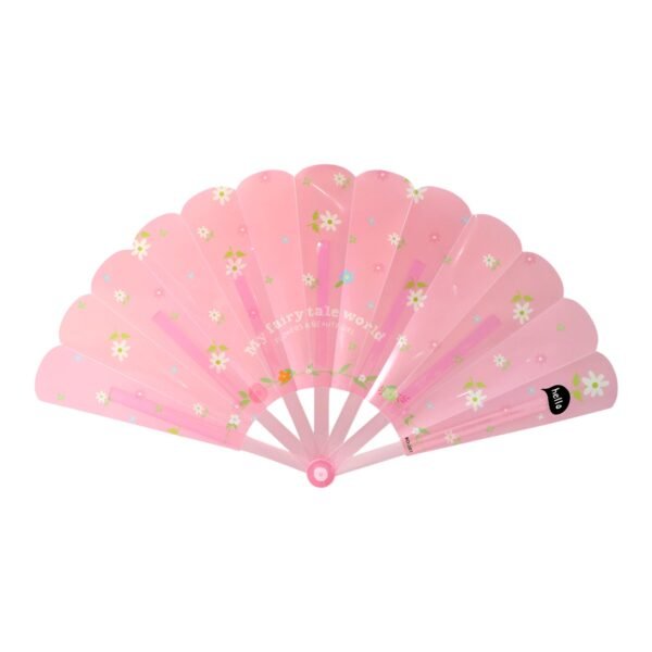 Foldable Hand Fan with Floral Print - (1 Pc)
