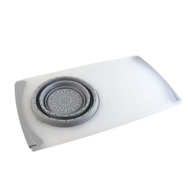 2 in 1 Over-Sink Cutting Board with Built-In Collapsible Strainer (50 x 28 Cm)