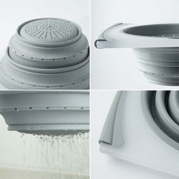 2 in 1 Over-Sink Cutting Board with Built-In Collapsible Strainer (50 x 28 Cm)