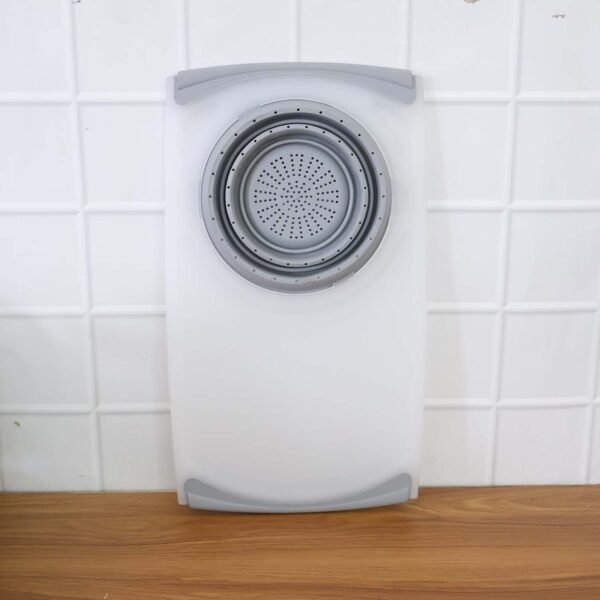 2 in 1 Over-Sink Cutting Board with Built-In Collapsible Strainer (50 x 28 Cm)