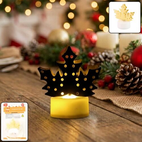 Christmas-Decorative-LED-Lamp-01.jpg Christmas Decorative LED Gold Metal Leaf Diya Lamp, Diwali (1 Pc)
