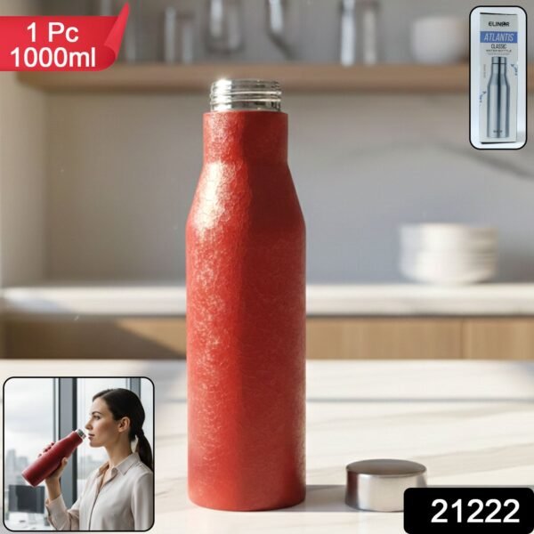 Stainless Steel Water Bottle Red Color (1000 ml, 1 Pc)