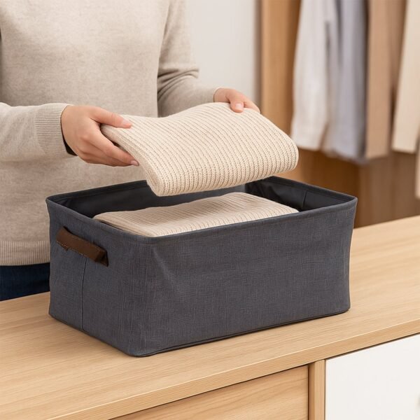 Clothing-Storage-Box-06.jpg Foldable Cloth Storage Organizer Bag With Handles (Approx 46x27Cm1Pc)