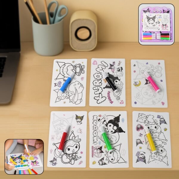 Coloring Book for Kids 6 Sheets with 6 Colorful Markers  (1 Set)