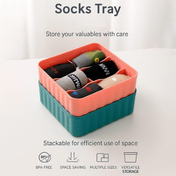 Square Organizer Box with 6 Compartments (Set of 2)