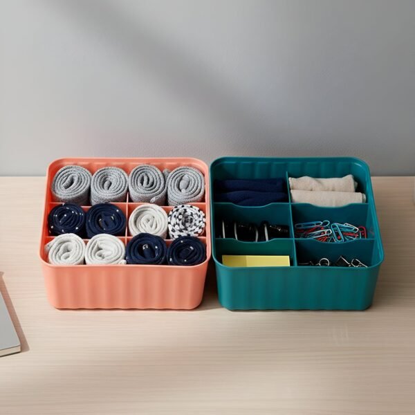 Square Organizer Box with 6 Compartments (Set of 2)